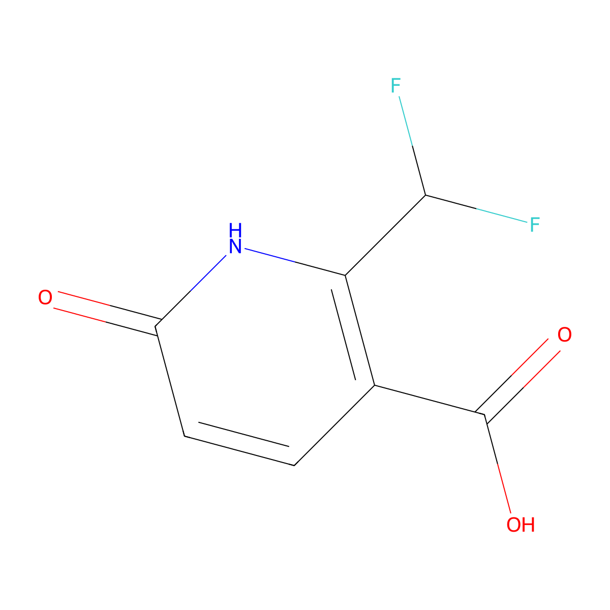 2-(Difluoromethyl)-6-hydroxynicotinic acid molecular structure, CAS 1805037-76-6