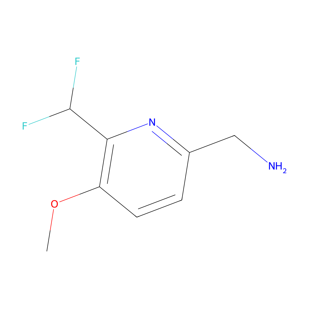 1-(6-(Difluoromethyl)-5-methoxypyridin-2-yl)methanamine molecular structure, CAS 1805038-83-8