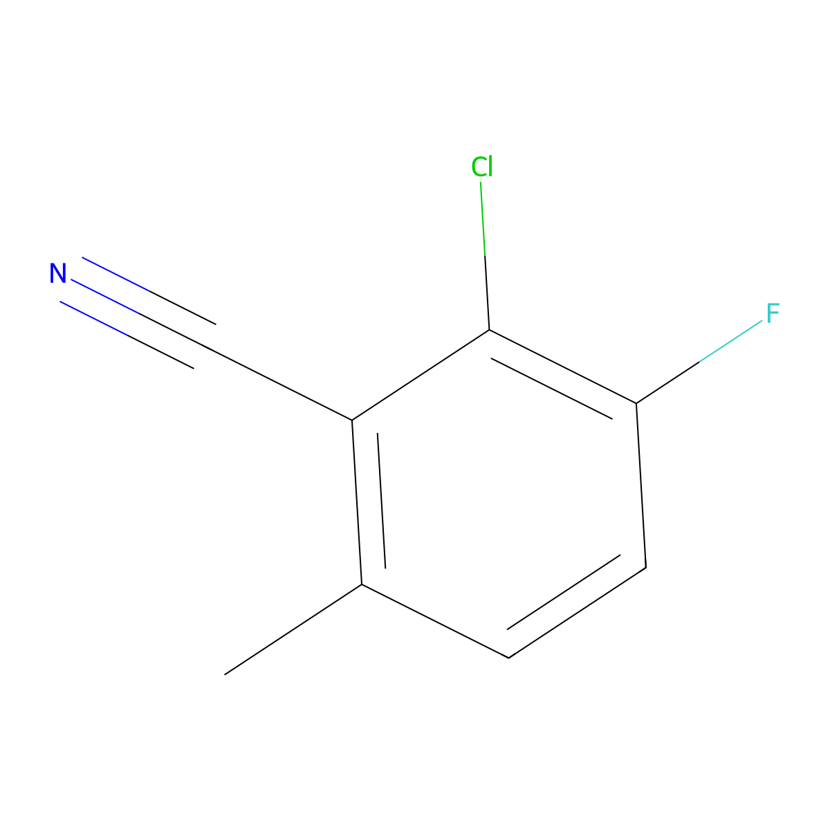 2-Chloro-3-fluoro-6-methylbenzonitrile molecular structure, CAS 1805041-90-0