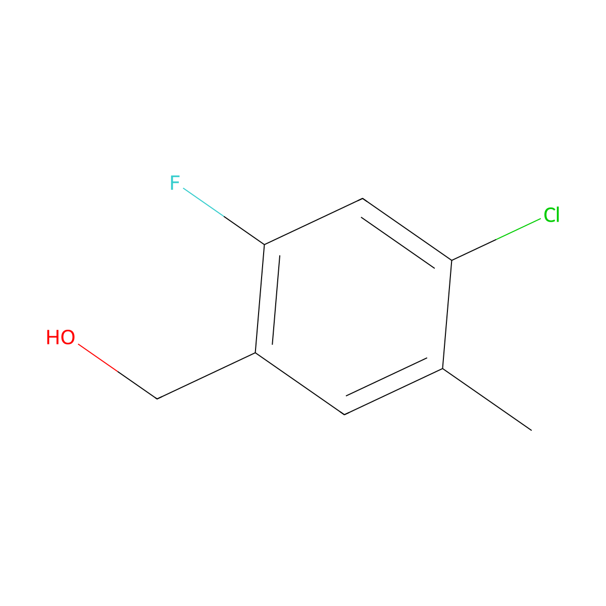 4-Chloro-2-fluoro-5-methylbenzyl alcohol molecular structure, CAS 1805042-06-1
