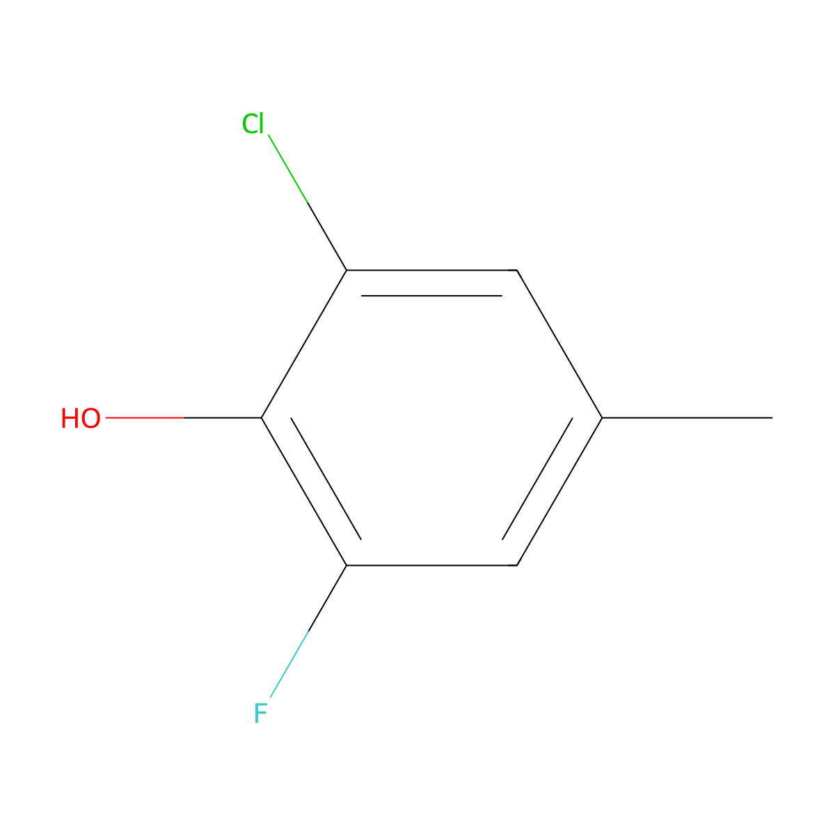 2-Chloro-6-fluoro-4-methylphenol molecular structure, CAS 1805042-60-7