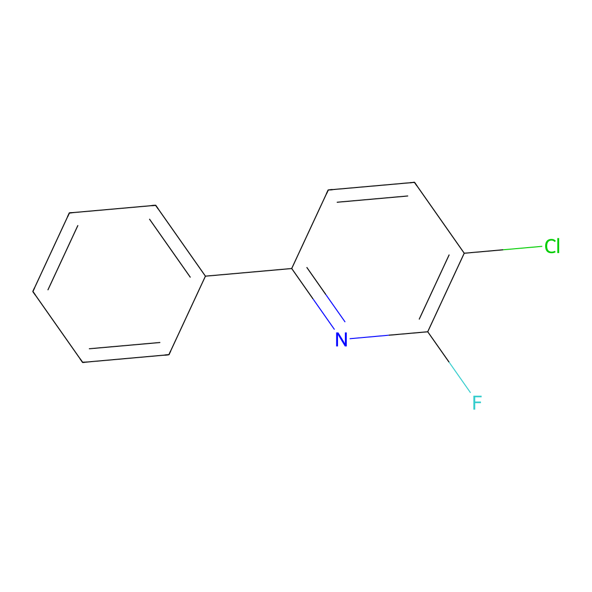 Pyridine, 3-chloro-2-fluoro-6-phenyl- molecular structure, CAS 1805043-23-5