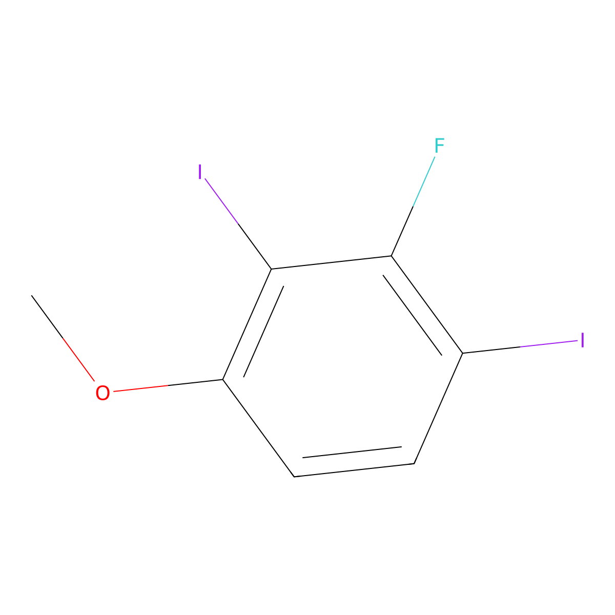 2-Fluoro-1,3-diiodo-4-methoxybenzene molecular structure, CAS 1805058-14-3