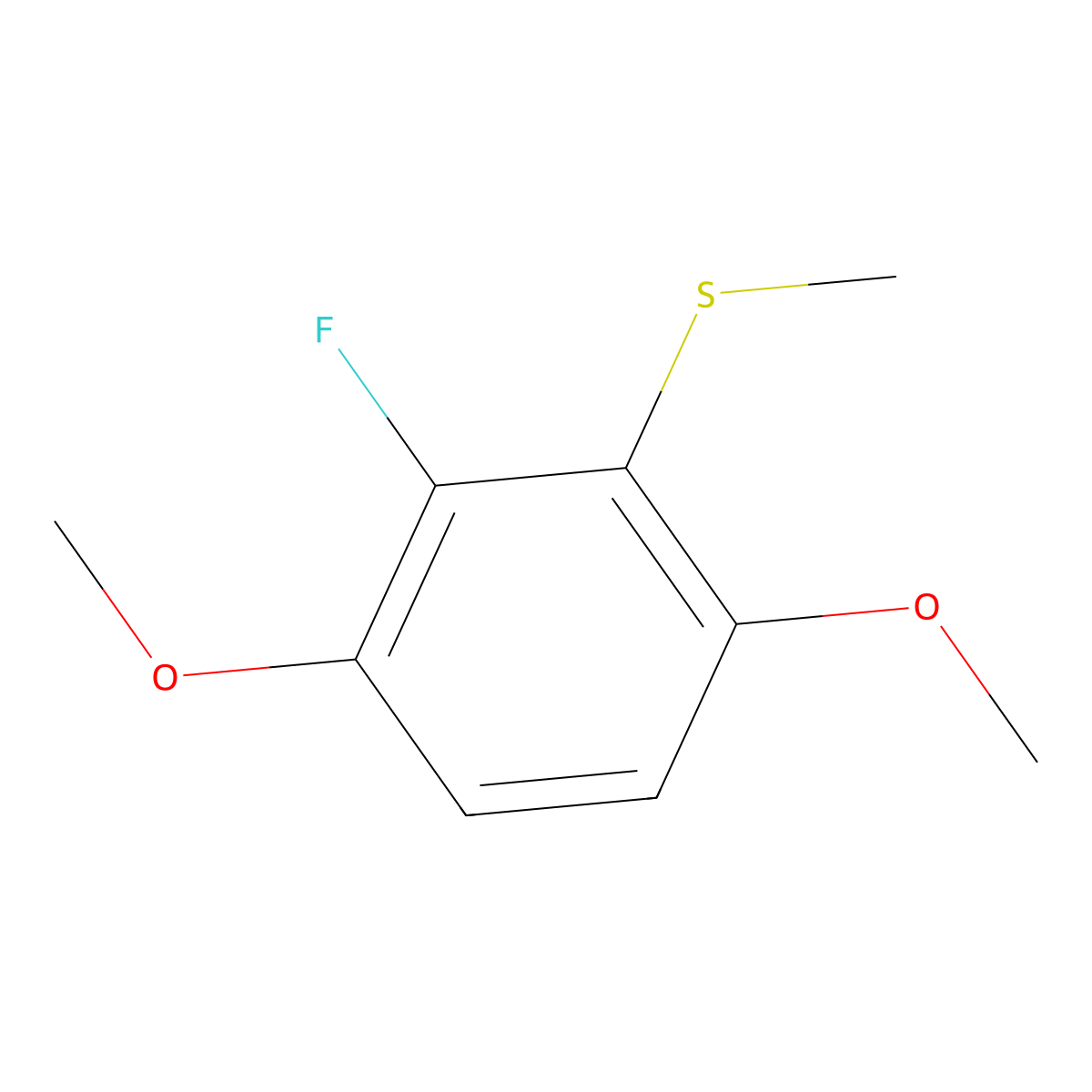 (2-Fluoro-3,6-dimethoxyphenyl)(methyl)sulfane molecular structure, CAS 1805064-40-7