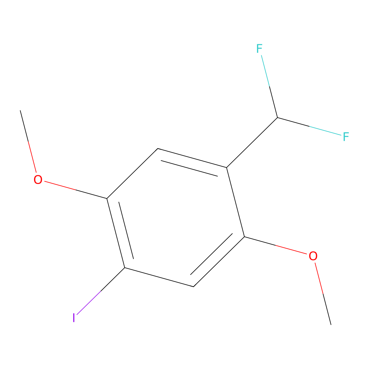 1-(Difluoromethyl)-4-iodo-2,5-dimethoxybenzene molecular structure, CAS 1805064-58-7