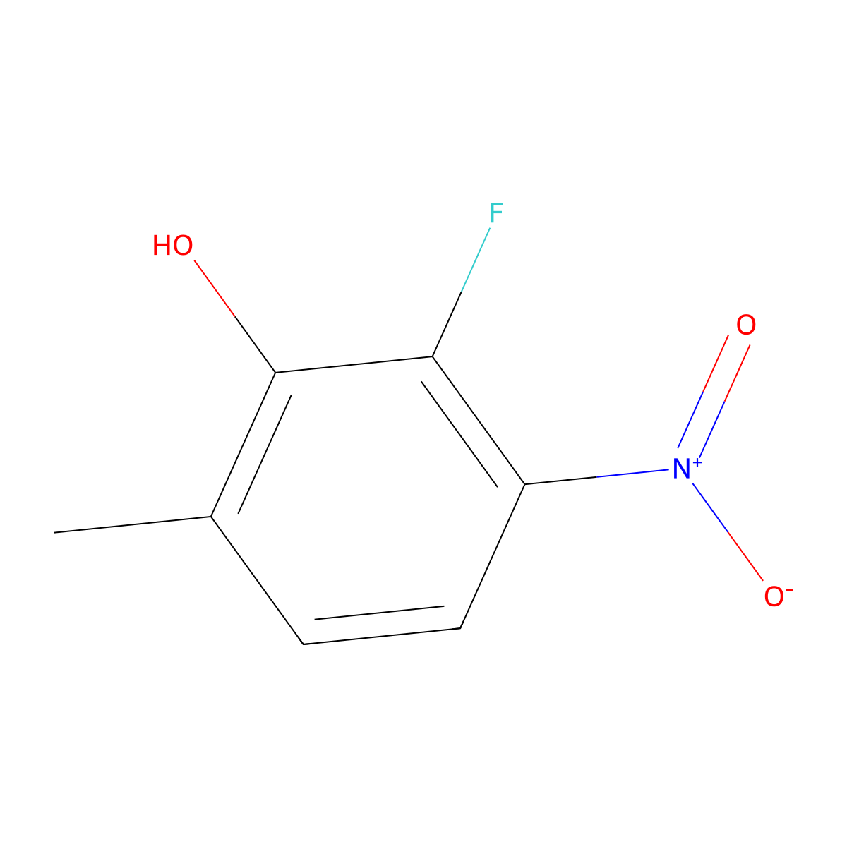 2-Fluoro-6-methyl-3-nitrophenol molecular structure, CAS 1805068-57-8
