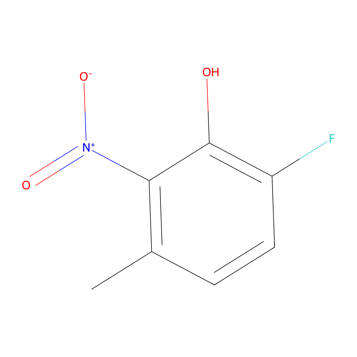6-Fluoro-3-methyl-2-nitrophenol molecular structure, CAS 1805068-62-5
