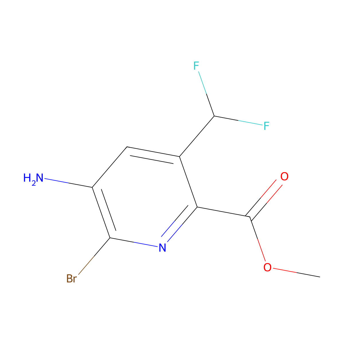 Methyl 5-amino-6-bromo-3-(difluoromethyl)picolinate molecular structure, CAS 1805090-53-2