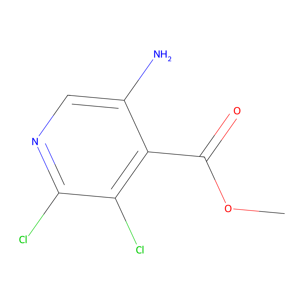 4-Pyridinecarboxylic acid, 5-amino-2,3-dichloro-, methyl ester molecular structure, CAS 1805098-16-1