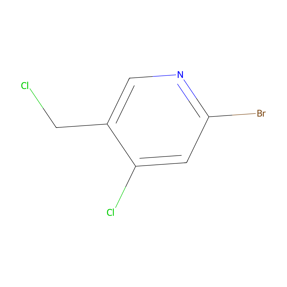 2-Bromo-4-chloro-5-(chloromethyl)pyridine molecular structure, CAS 1805103-73-4