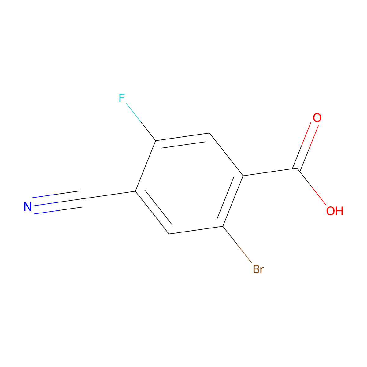 2-Bromo-4-cyano-5-fluorobenzoic acid molecular structure, CAS 1805103-92-7