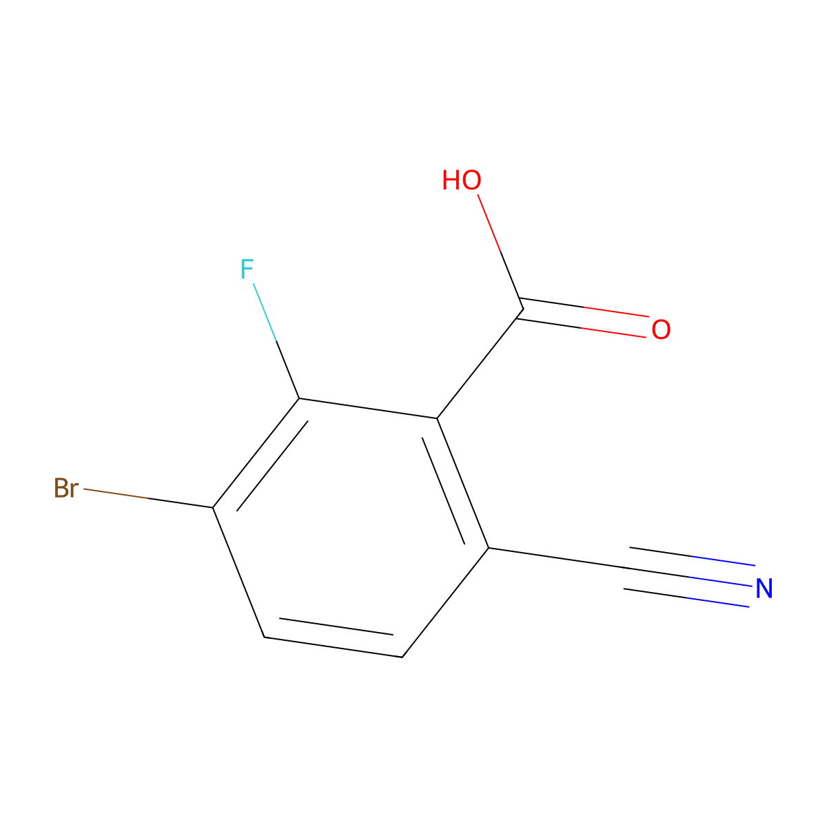 3-Bromo-6-cyano-2-fluorobenzoic acid molecular structure, CAS 1805104-04-4