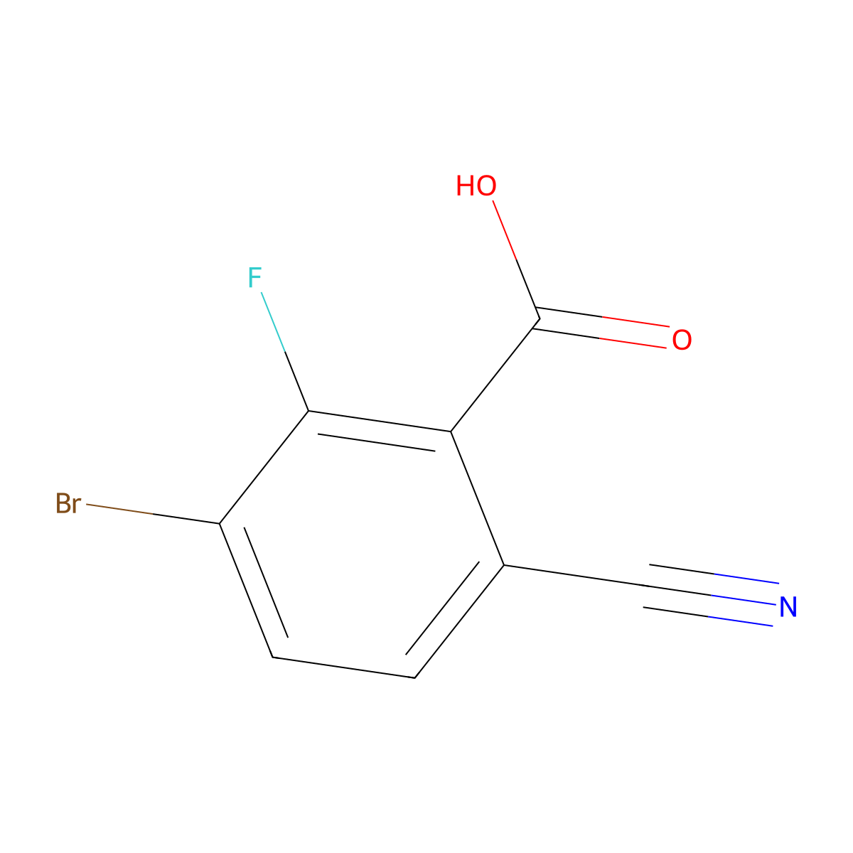 3-Bromo-6-cyano-2-fluorobenzoic acid molecular structure, CAS 1805104-04-4