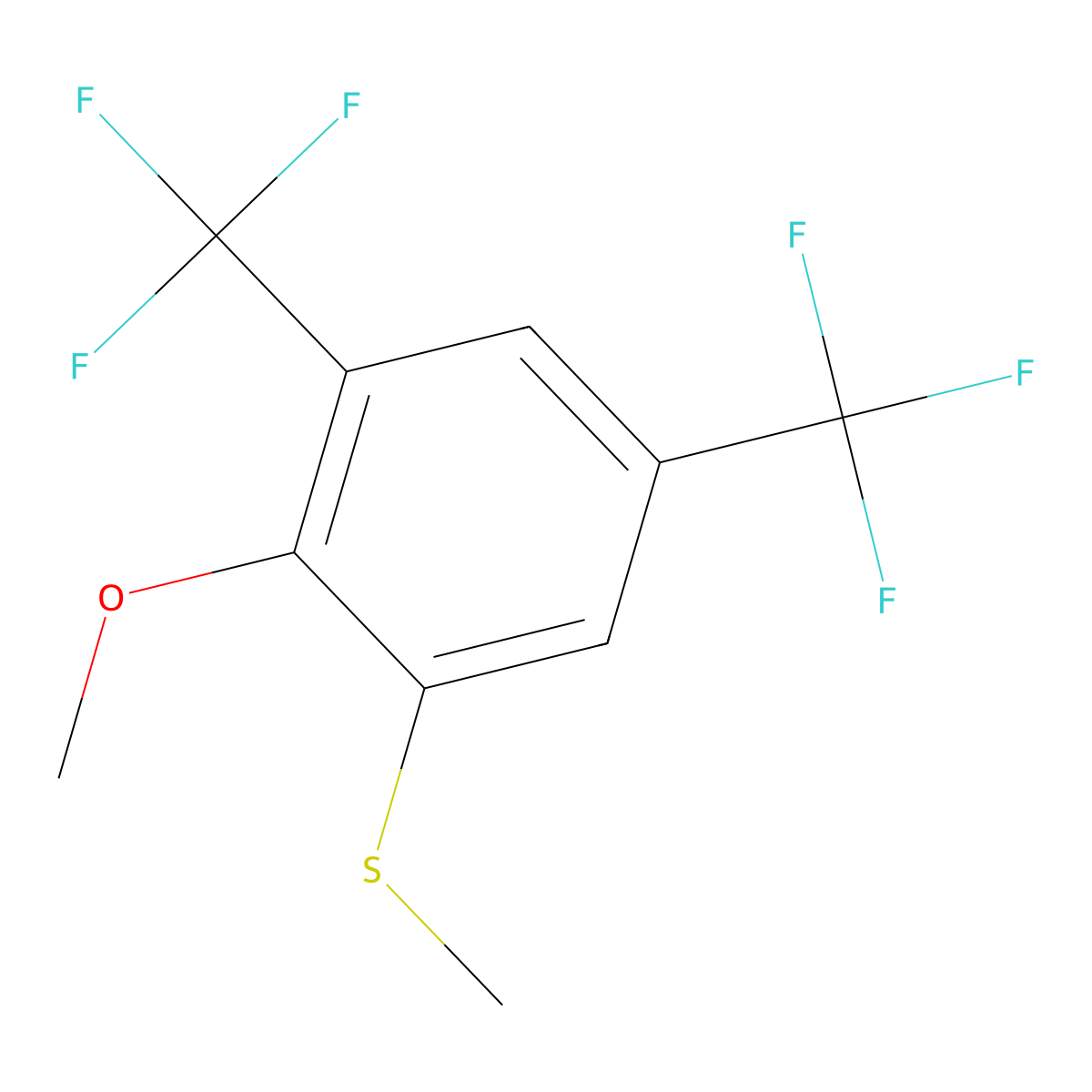 (2-Methoxy-3,5-bis(trifluoromethyl)phenyl)(methyl)sulfane molecular structure, CAS 1805104-66-8