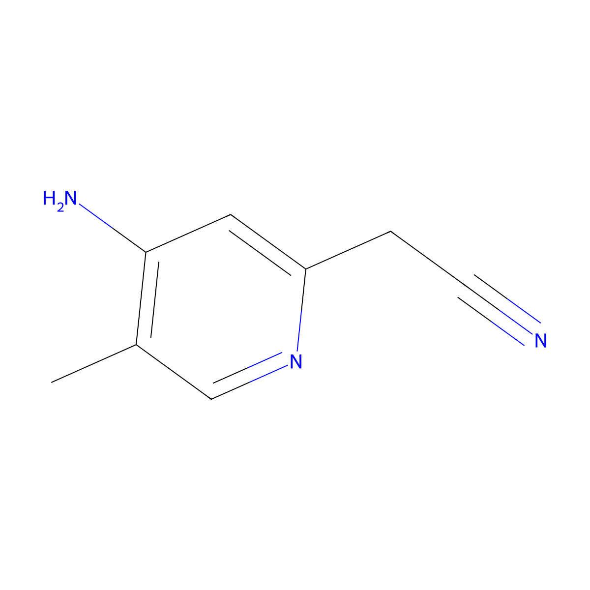 2-(4-Amino-5-methyl-2-pyridyl)acetonitrile molecular structure, CAS 1805106-48-2