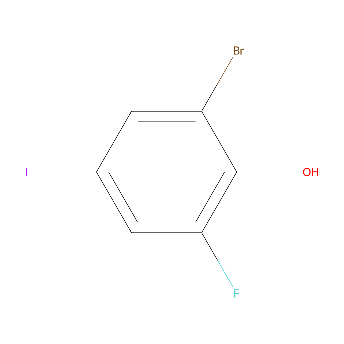 2-Bromo-6-fluoro-4-iodophenol molecular structure, CAS 1805108-59-1