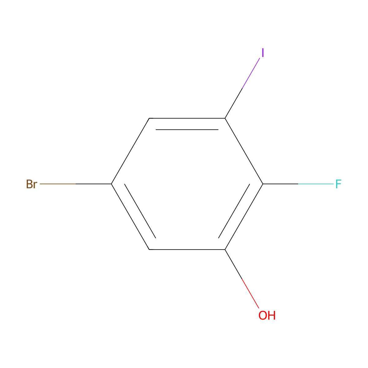 5-Bromo-2-fluoro-3-iodophenol molecular structure, CAS 1805108-68-2