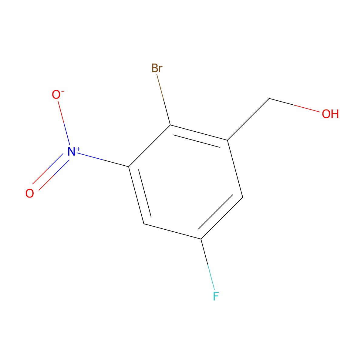 2-Bromo-5-fluoro-3-nitrobenzyl alcohol molecular structure, CAS 1805109-31-2