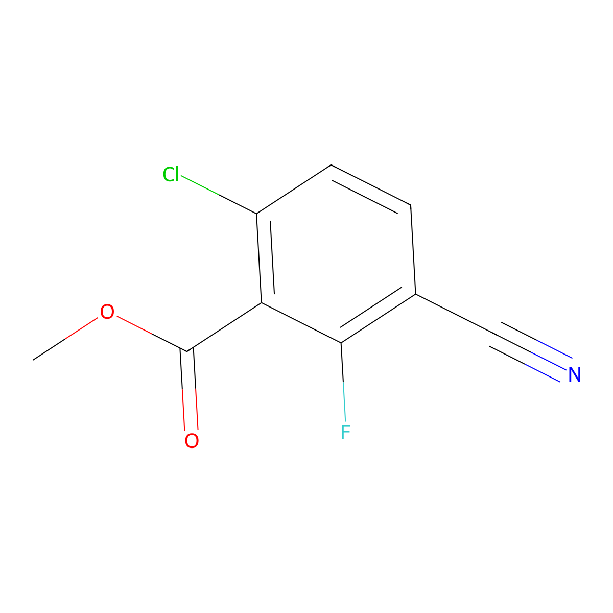 Methyl 3-cyano-6-chloro-2-fluorobenzoate molecular structure, CAS 1805111-00-5