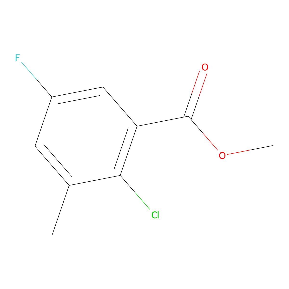 Methyl 2-chloro-5-fluoro-3-methylbenzoate molecular structure, CAS 1805112-73-5