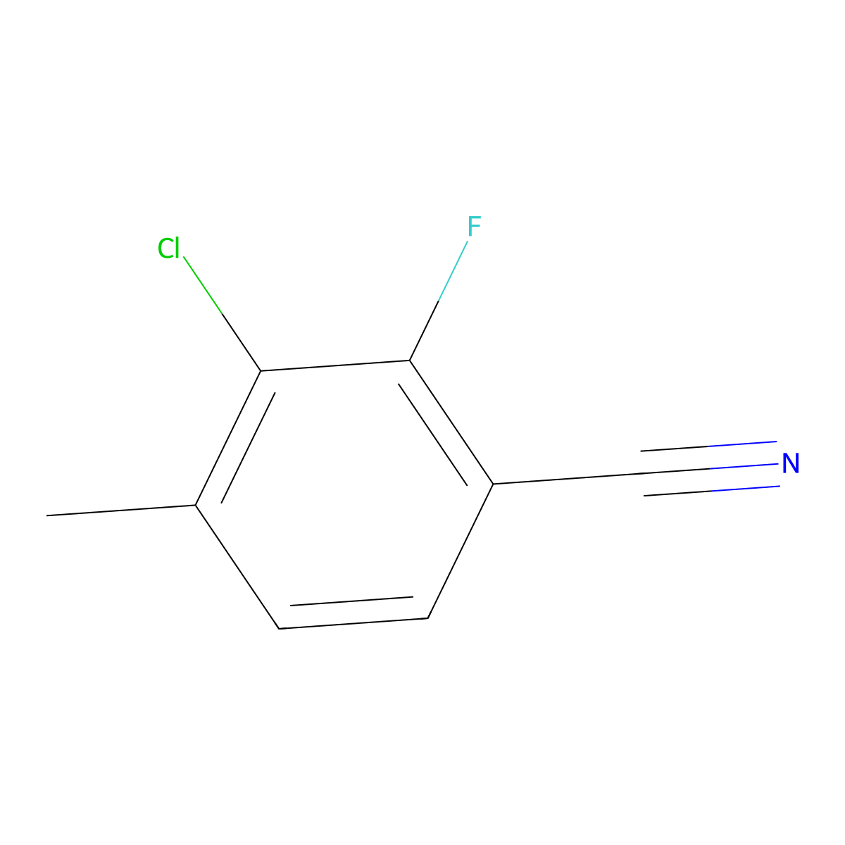 3-Chloro-2-fluoro-4-methylbenzonitrile molecular structure, CAS 1805113-33-0
