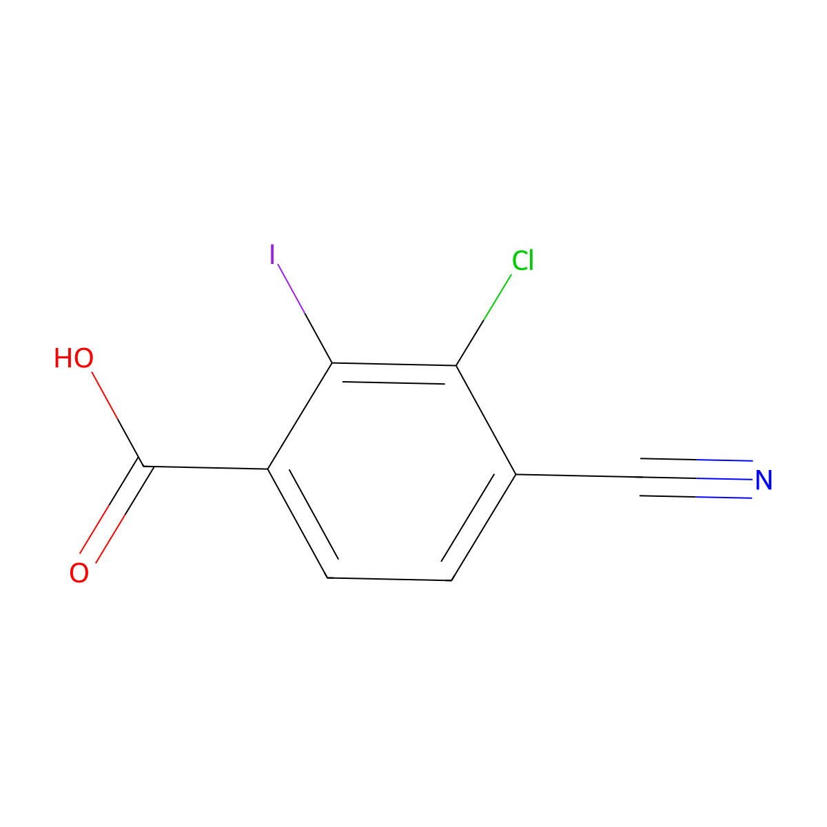 3-Chloro-4-cyano-2-iodobenzoic acid molecular structure, CAS 1805114-09-3