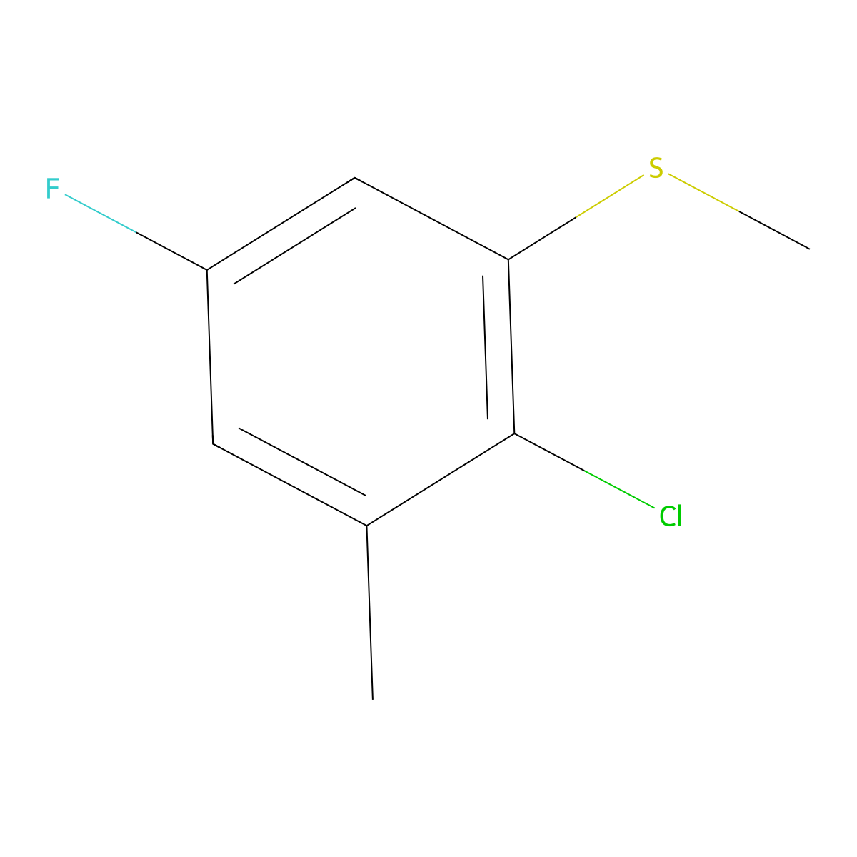(2-Chloro-5-fluoro-3-methylphenyl)(methyl)sulfane molecular structure, CAS 1805114-91-3