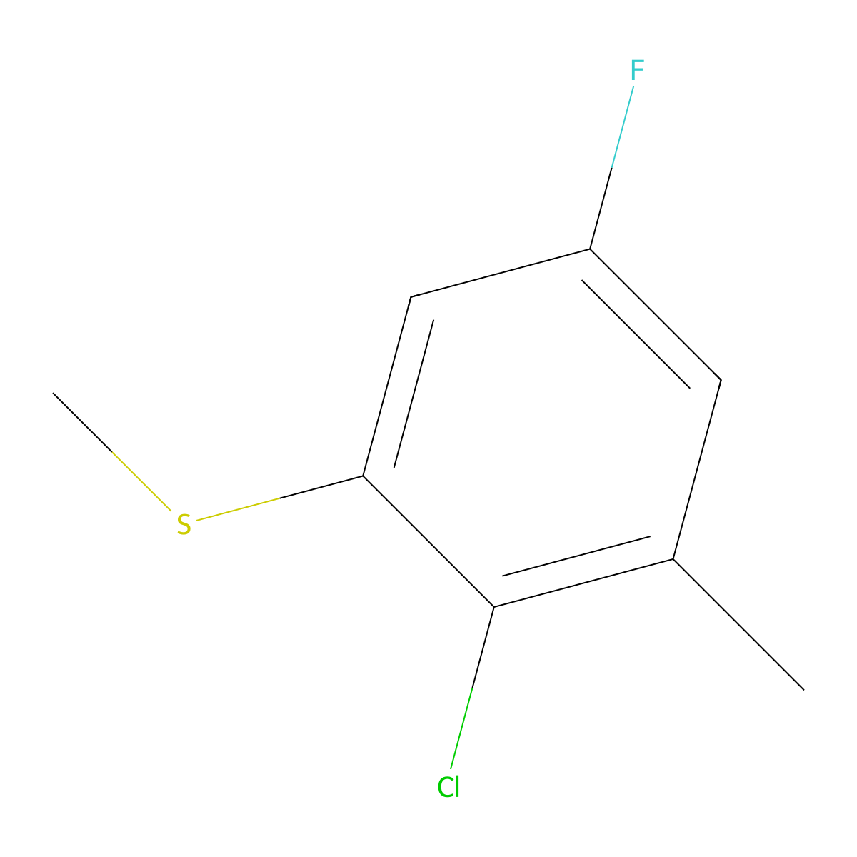 (2-Chloro-5-fluoro-3-methylphenyl)(methyl)sulfane molecular structure, CAS 1805114-91-3
