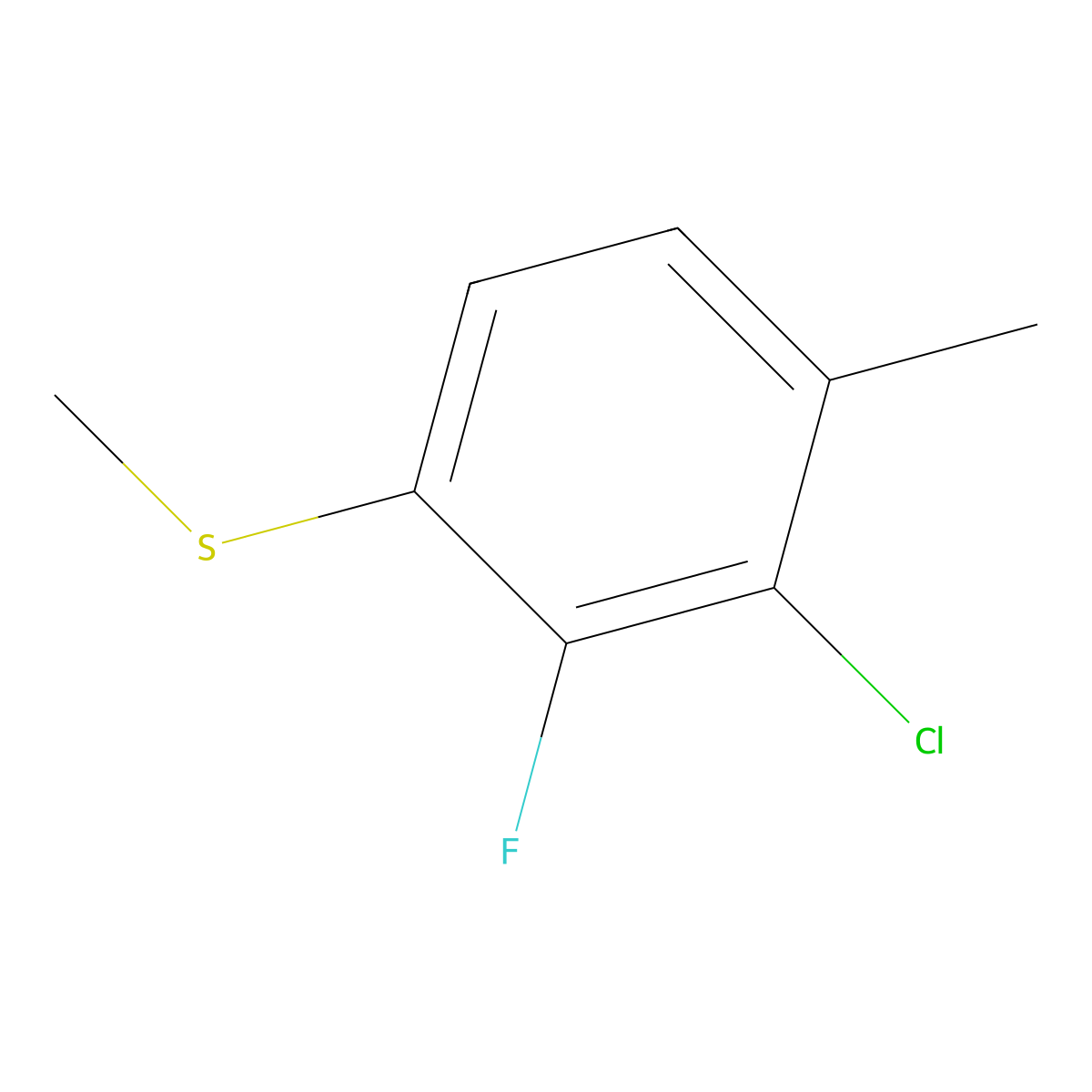 (3-Chloro-2-fluoro-4-methylphenyl)(methyl)sulfane molecular structure, CAS 1805115-00-7