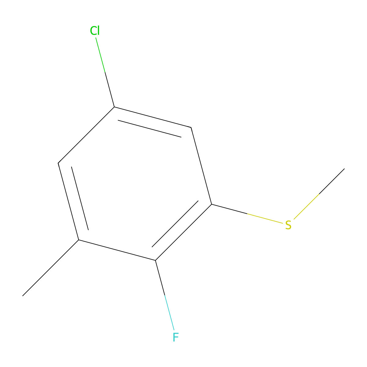 (5-Chloro-2-fluoro-3-methylphenyl)(methyl)sulfane molecular structure, CAS 1805115-04-1
