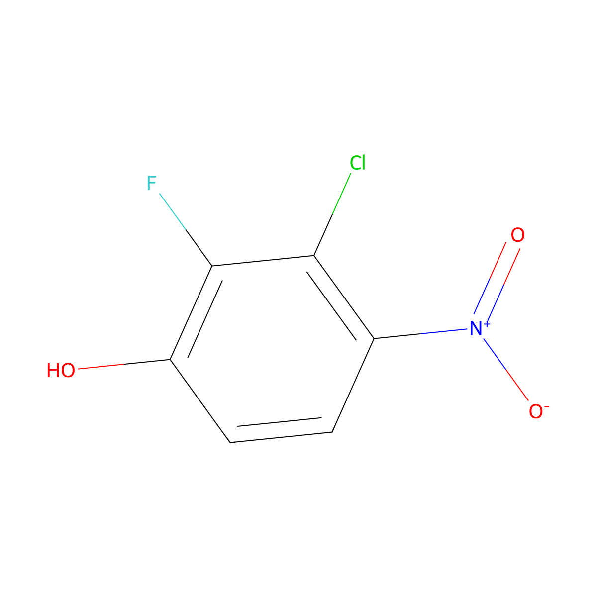 3-Chloro-2-fluoro-4-nitrophenol molecular structure, CAS 1805115-08-5