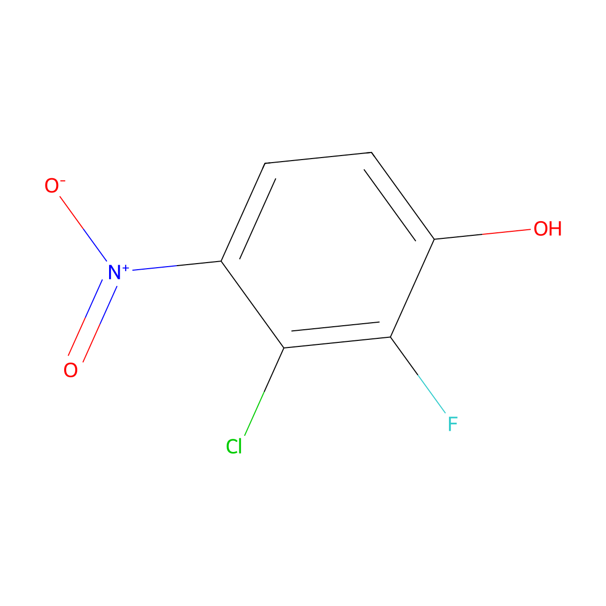 3-Chloro-2-fluoro-4-nitrophenol molecular structure, CAS 1805115-08-5