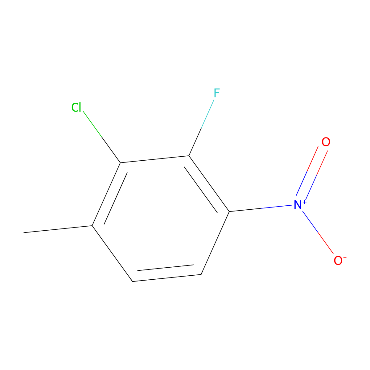 2-Chloro-3-fluoro-1-methyl-4-nitrobenzene molecular structure, CAS 1805115-15-4