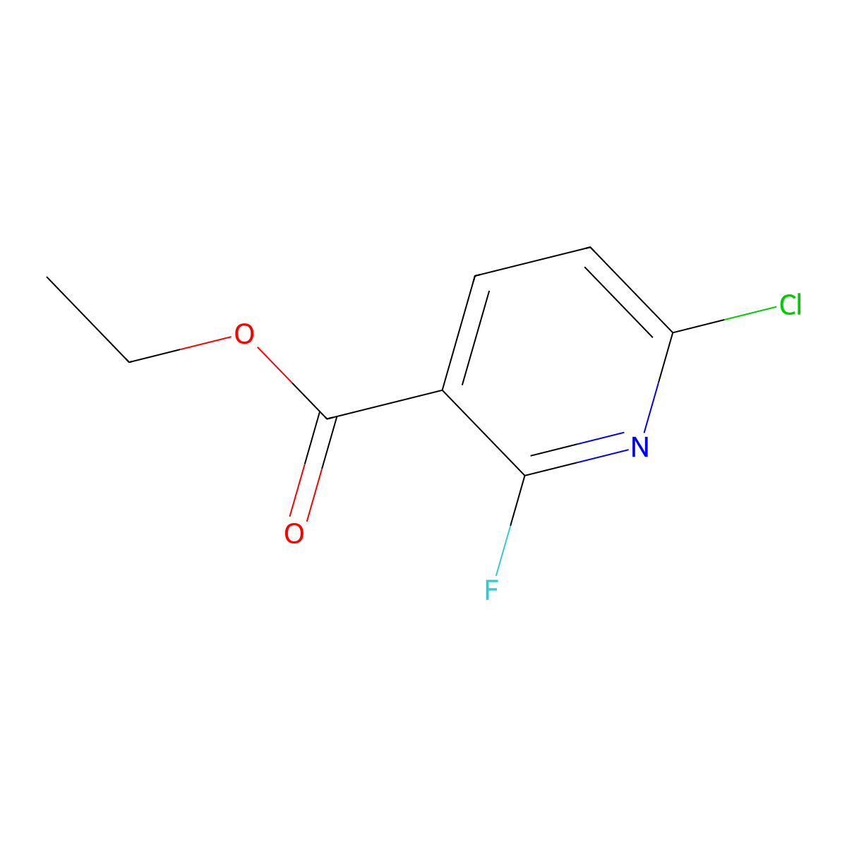Ethyl 6-chloro-2-fluoronicotinate molecular structure, CAS 1805115-72-3