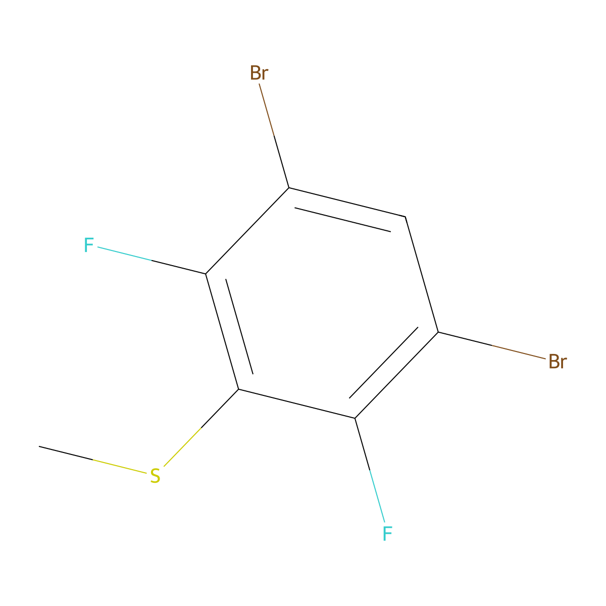 (3,5-Dibromo-2,6-difluorophenyl)(methyl)sulfane molecular structure, CAS 1805121-60-1