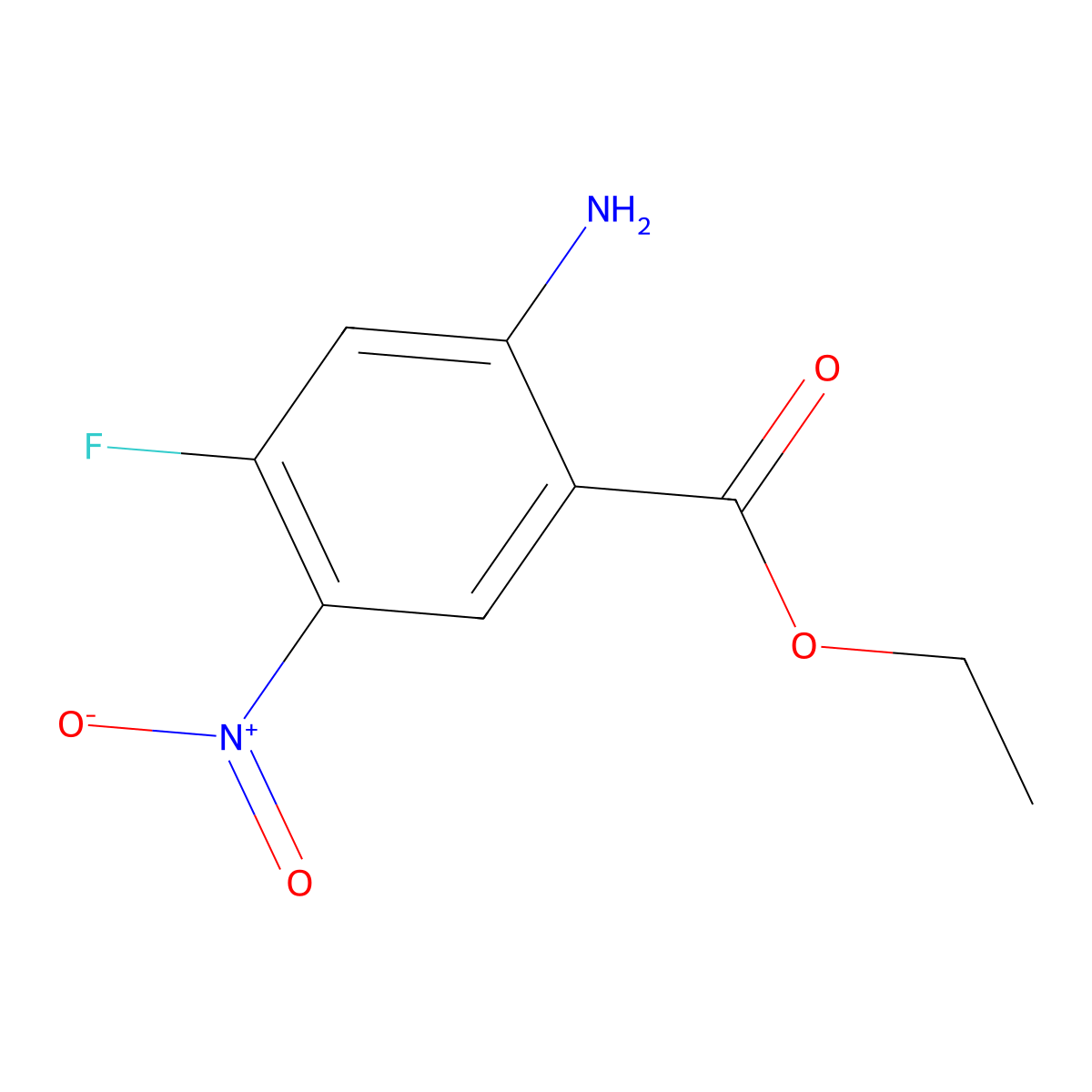 Ethyl 2-amino-4-fluoro-5-nitrobenzoate molecular structure, CAS 1805123-42-5