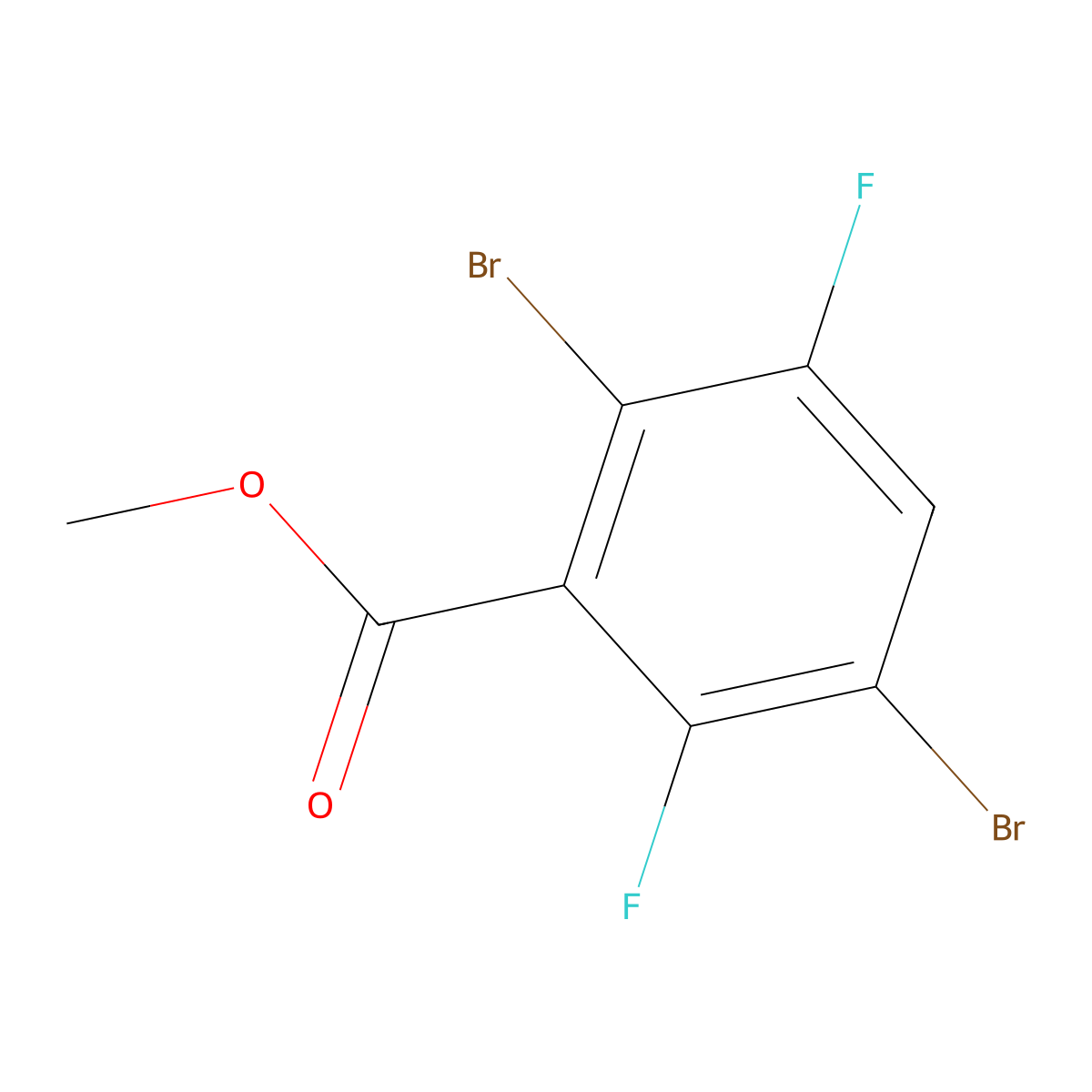 Methyl 2,5-dibromo-3,6-difluorobenzoate molecular structure, CAS 1805123-66-3