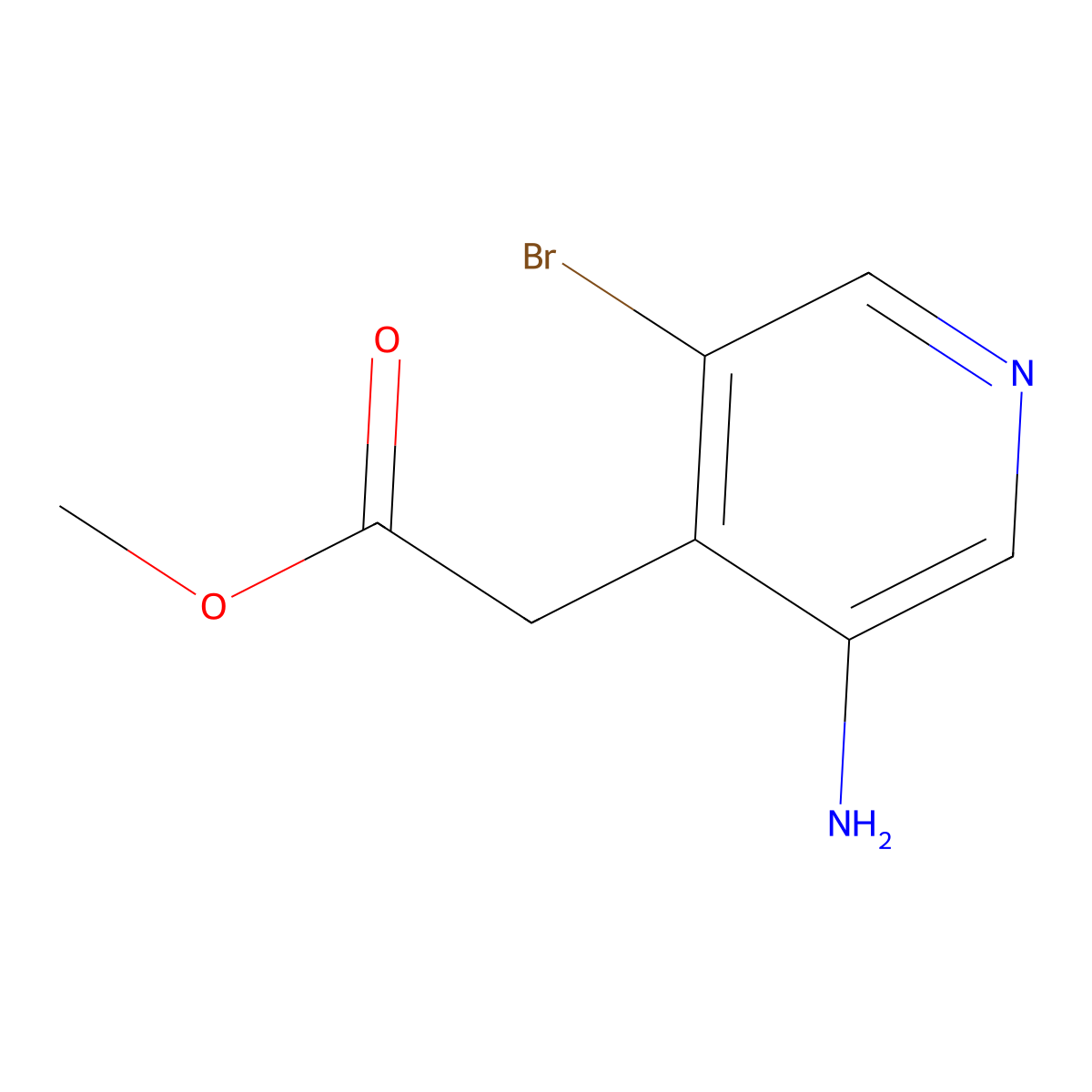 Methyl 2-(3-amino-5-bromopyridin-4-yl)acetate molecular structure, CAS 1805124-52-0