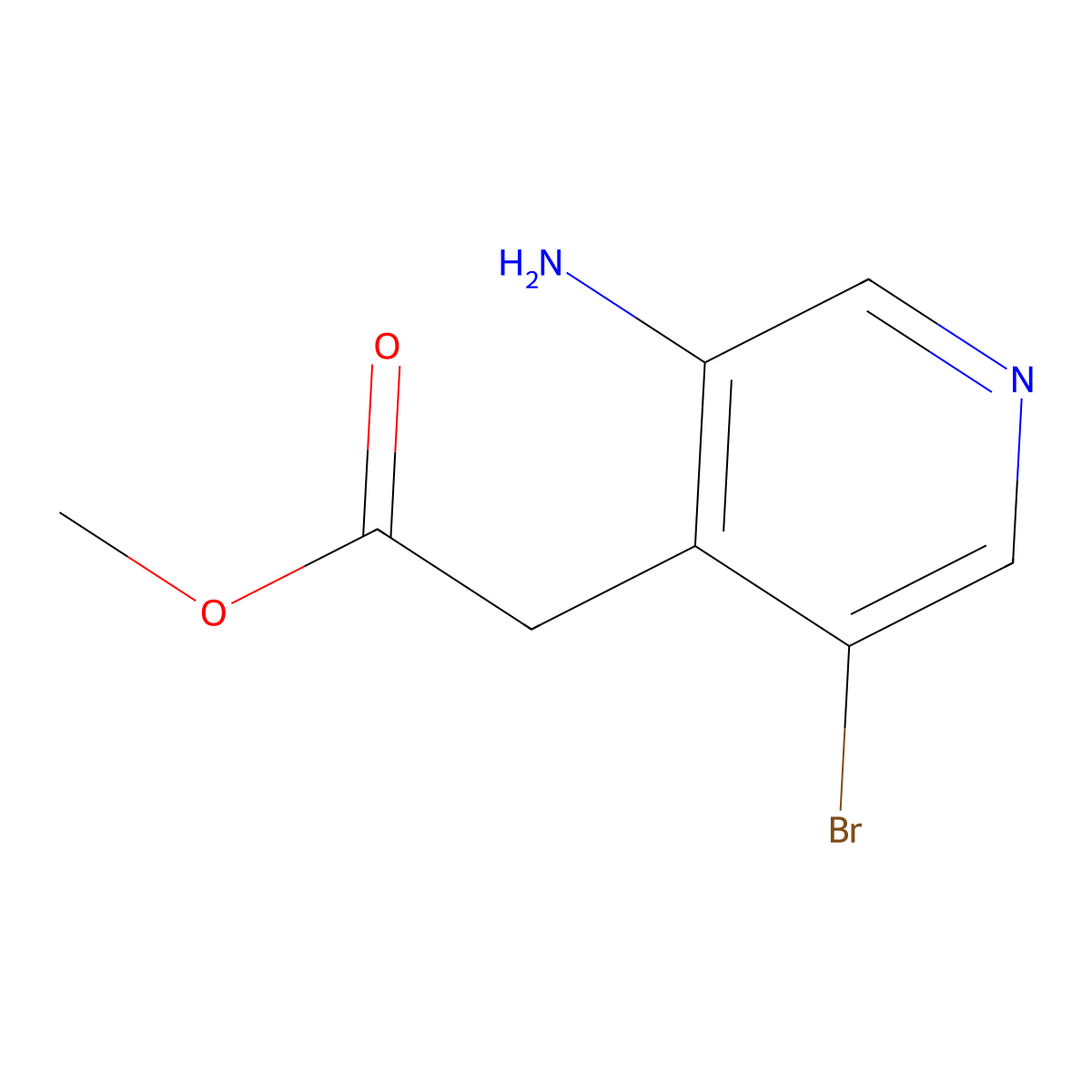 Methyl 2-(3-amino-5-bromopyridin-4-yl)acetate molecular structure, CAS 1805124-52-0