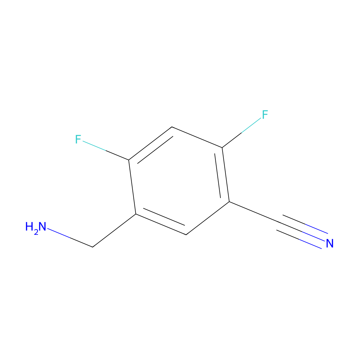 5-(Aminomethyl)-2,4-difluorobenzonitrile molecular structure, CAS 1805128-57-7