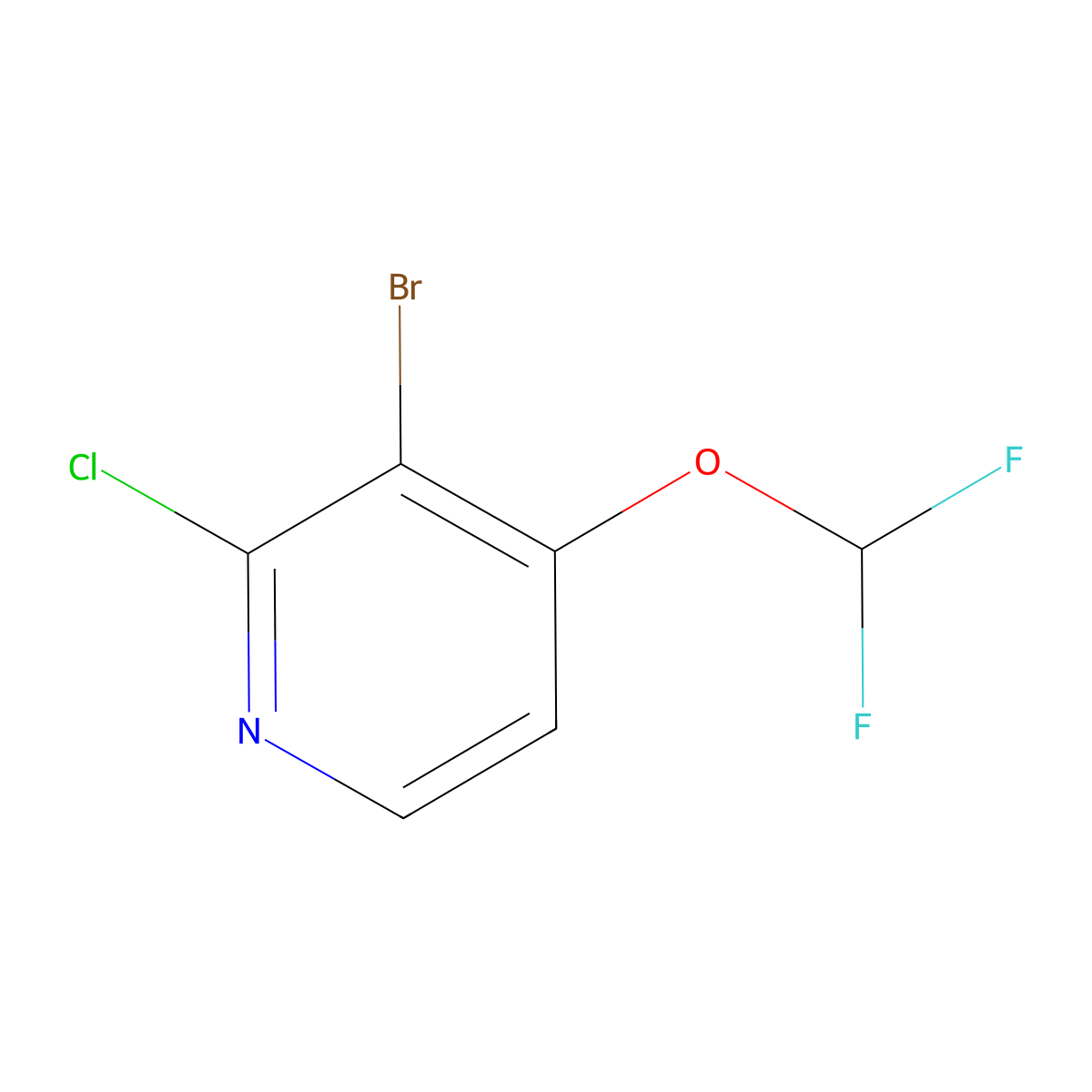 3-Bromo-2-chloro-4-(difluoromethoxy)pyridine molecular structure, CAS 1805137-37-4