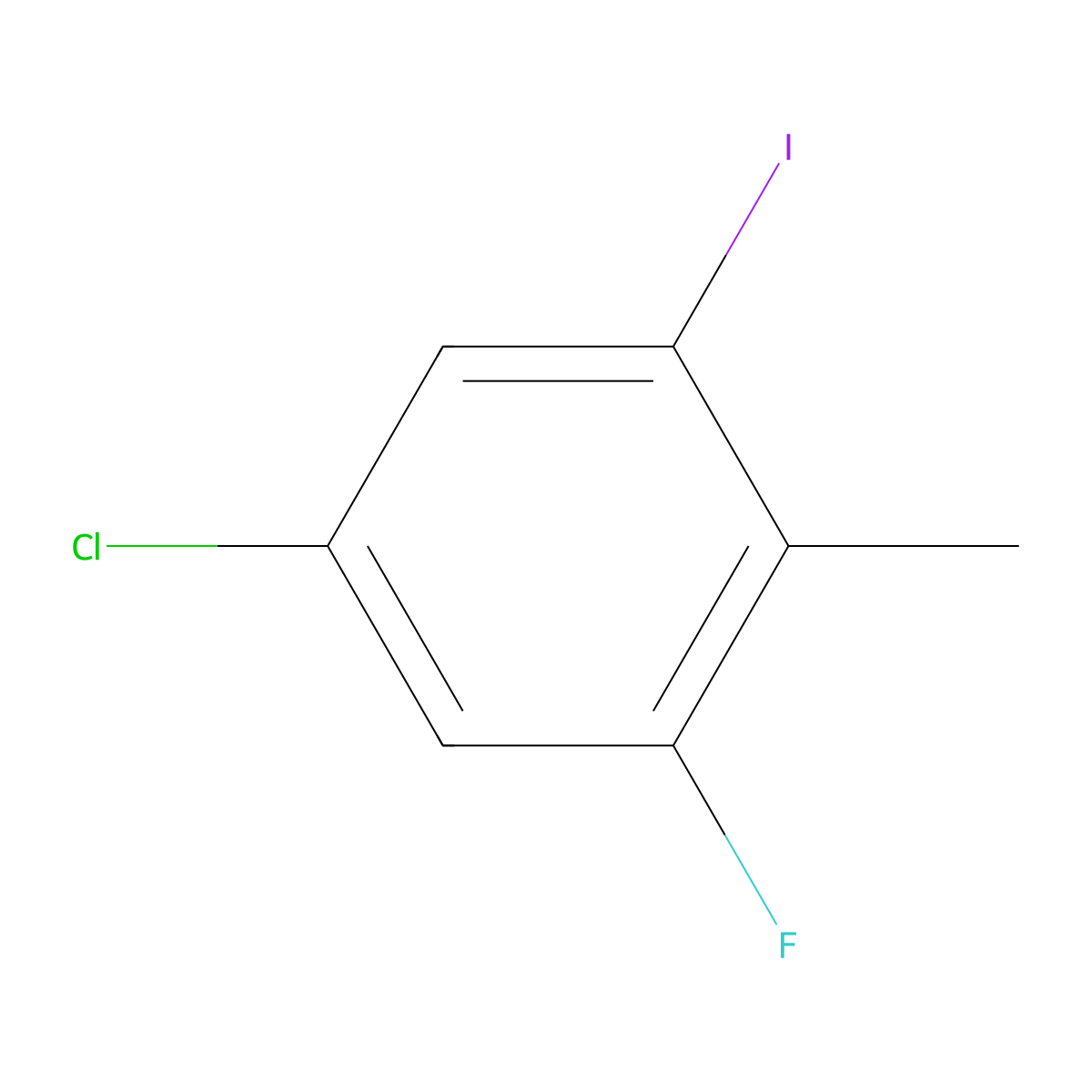 5-Chloro-1-fluoro-3-iodo-2-methylbenzene molecular structure, CAS 1805154-23-7