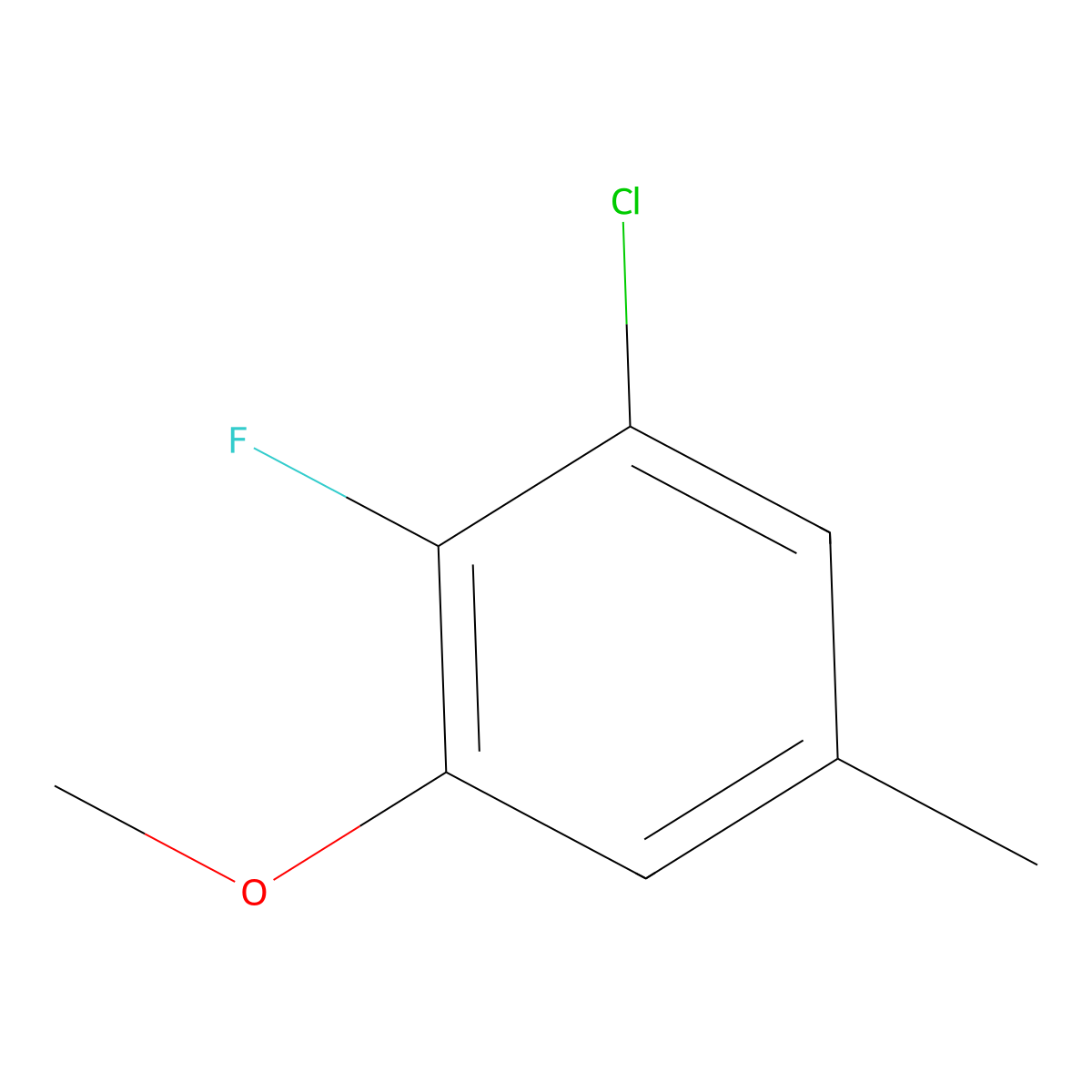 1-Chloro-2-fluoro-3-methoxy-5-methylbenzene molecular structure, CAS 1805154-54-4
