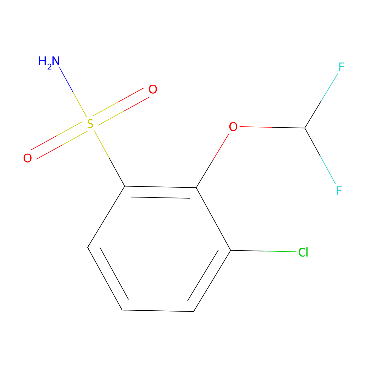3-Chloro-2-(difluoromethoxy)benzene-1-sulfonamide molecular structure, CAS 1805157-49-6