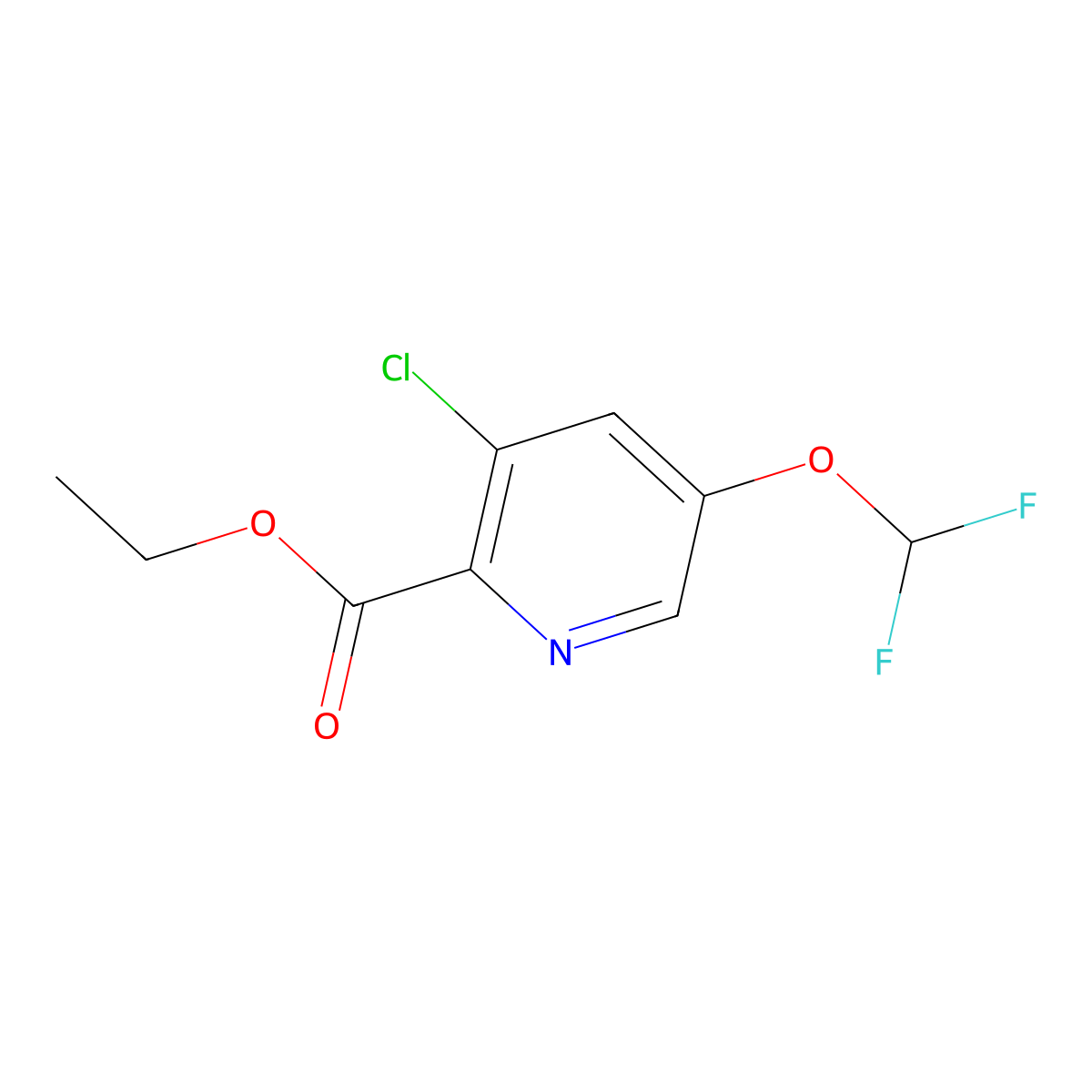Ethyl 3-chloro-5-(difluoromethoxy)picolinate molecular structure, CAS 1805160-06-8