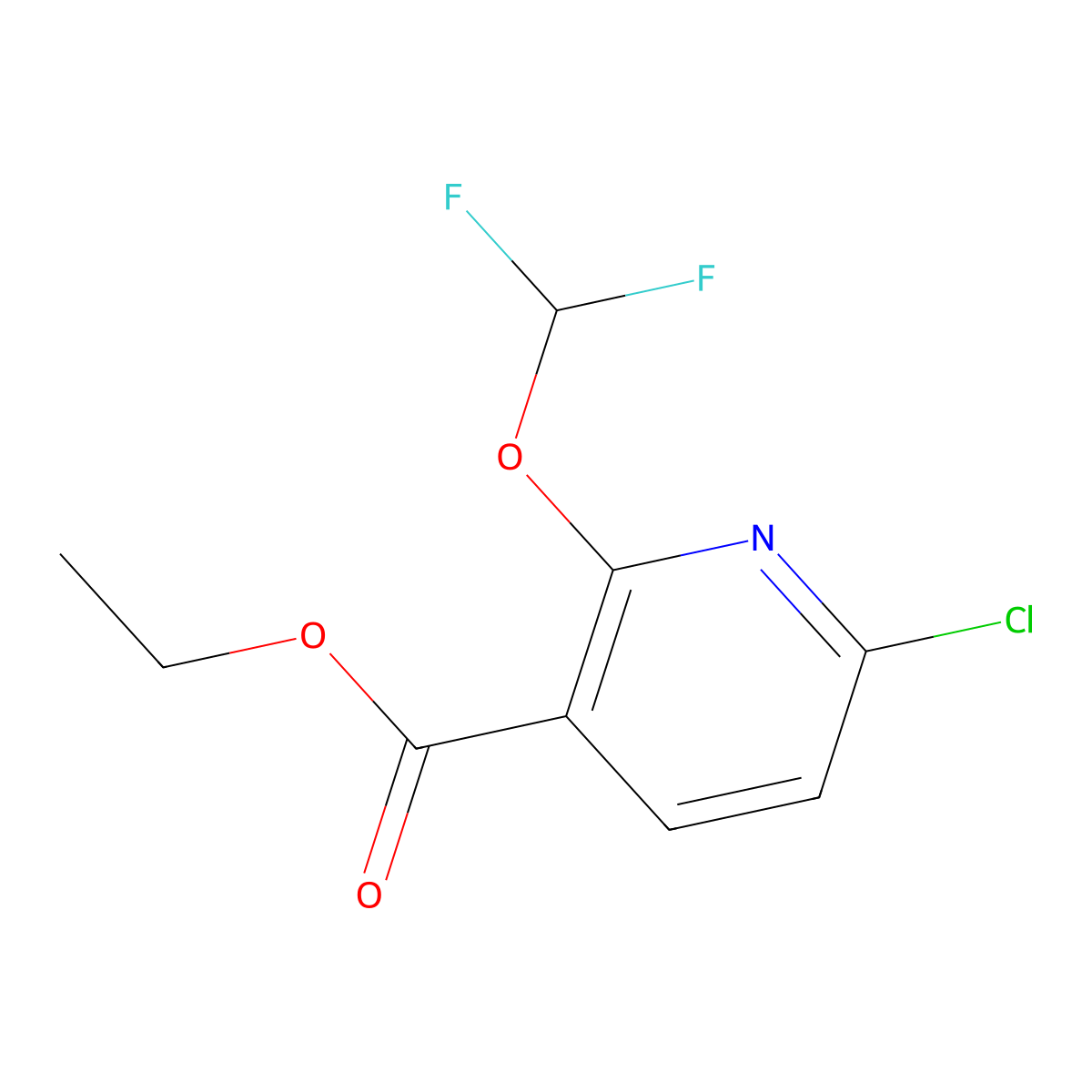 Ethyl 6-chloro-2-(difluoromethoxy)nicotinate molecular structure, CAS 1805160-11-5