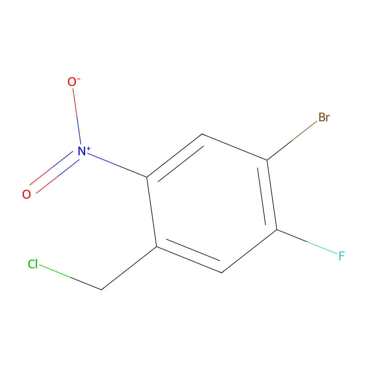 1-Bromo-4-(chloromethyl)-2-fluoro-5-nitrobenzene molecular structure, CAS 1805177-78-9