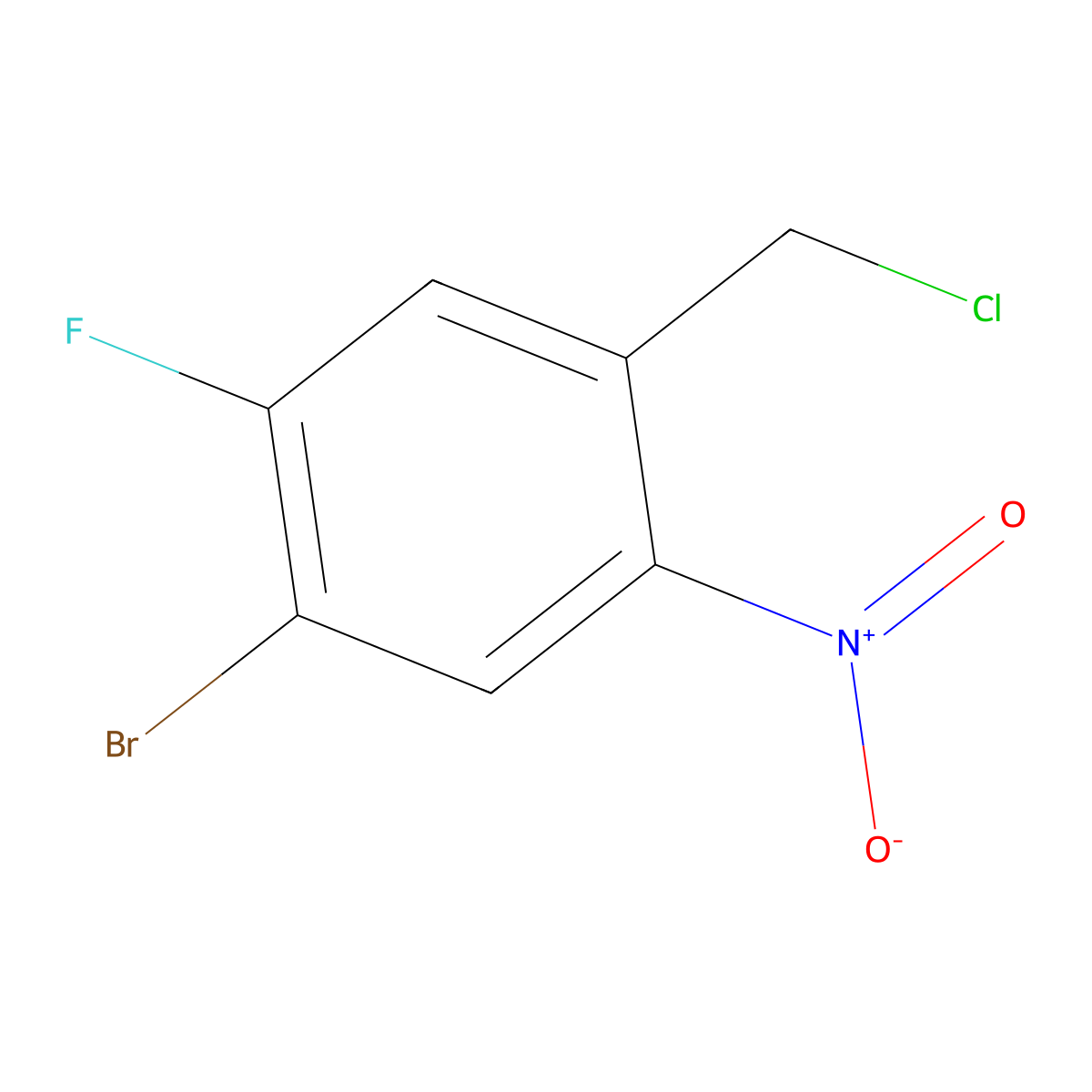 1-Bromo-4-(chloromethyl)-2-fluoro-5-nitrobenzene molecular structure, CAS 1805177-78-9