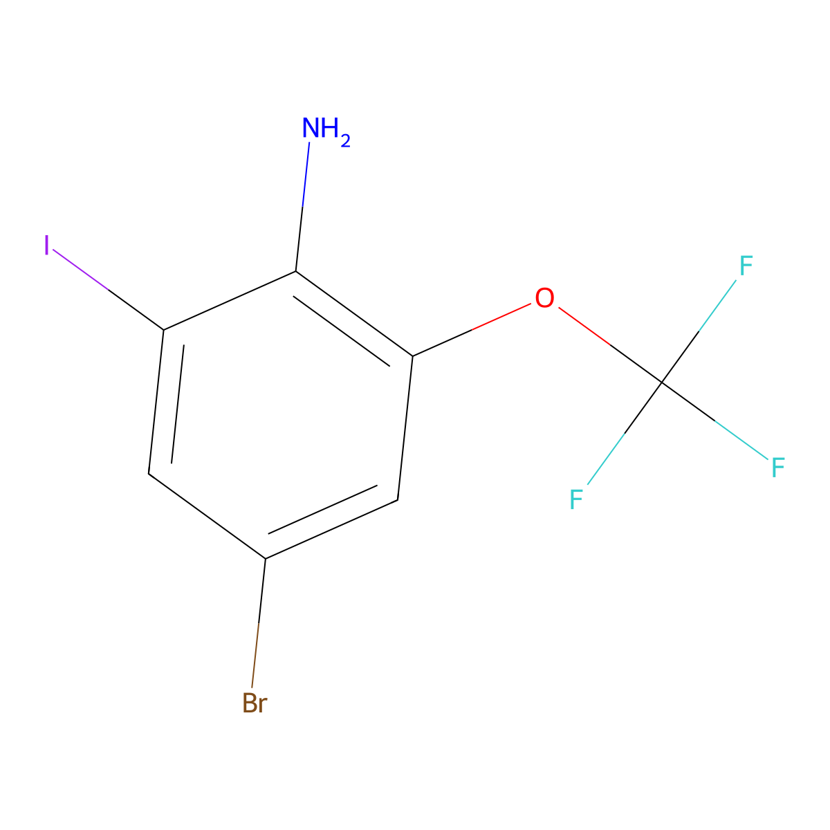 4-Bromo-2-iodo-6-(trifluoromethoxy)aniline molecular structure, CAS 1805178-47-5