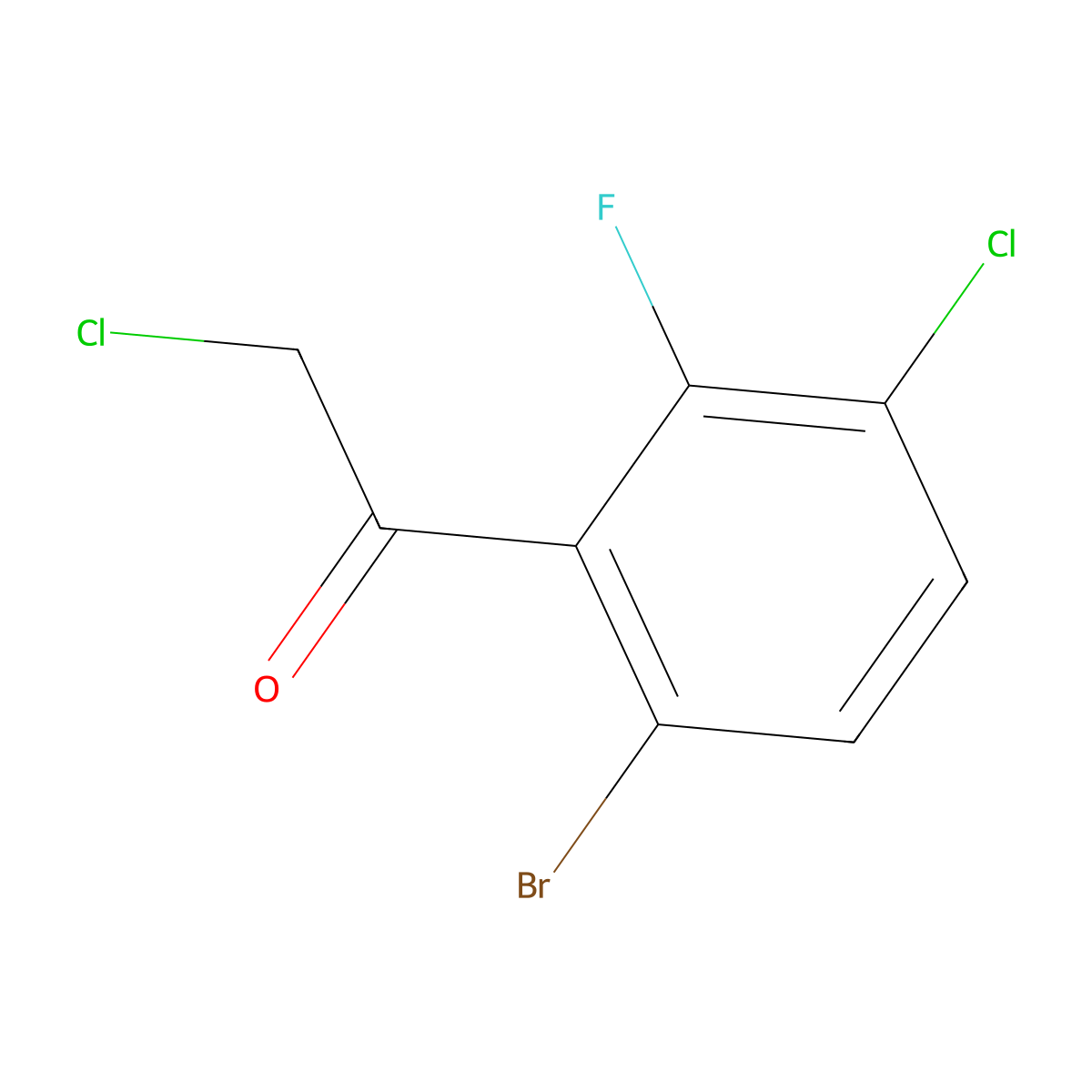 1-(6-Bromo-3-chloro-2-fluorophenyl)-2-chloroethan-1-one molecular structure, CAS 1805184-32-0